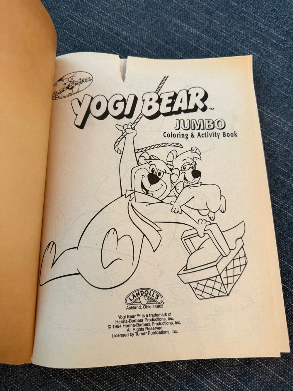 Vintage Yogi Bear Jumbo Coloring Activity Book Hanna Barbera Landoll’s